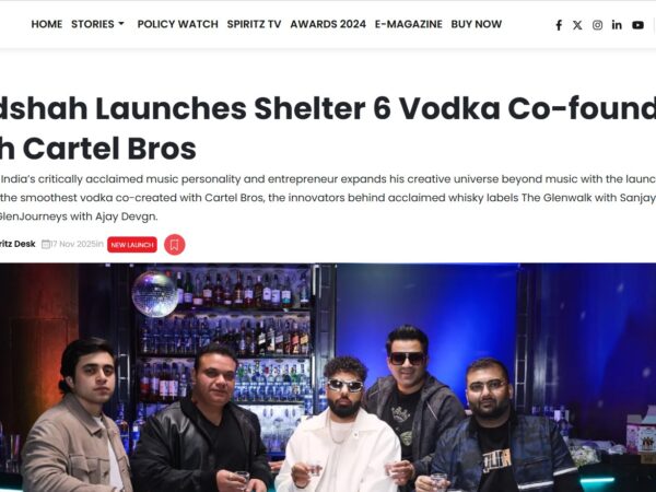 Badshah launches Shelter 6 premium vodka co-founded with Cartel Bros in India