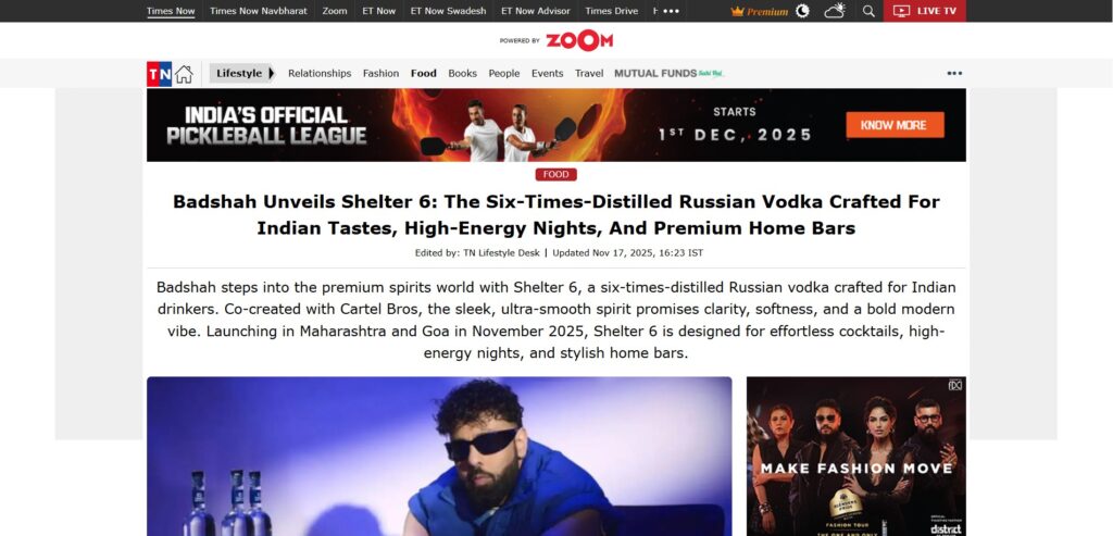 Badshah Unveils Shelter 6: The Six-Times-Distilled Russian Vodka Crafted For Indian Tastes, High-Energy Nights, And Premium Home Bars