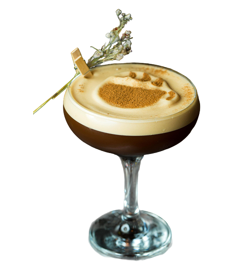 Cocktail glass with Saturday Buzz made with Shelter 6 premium vodka